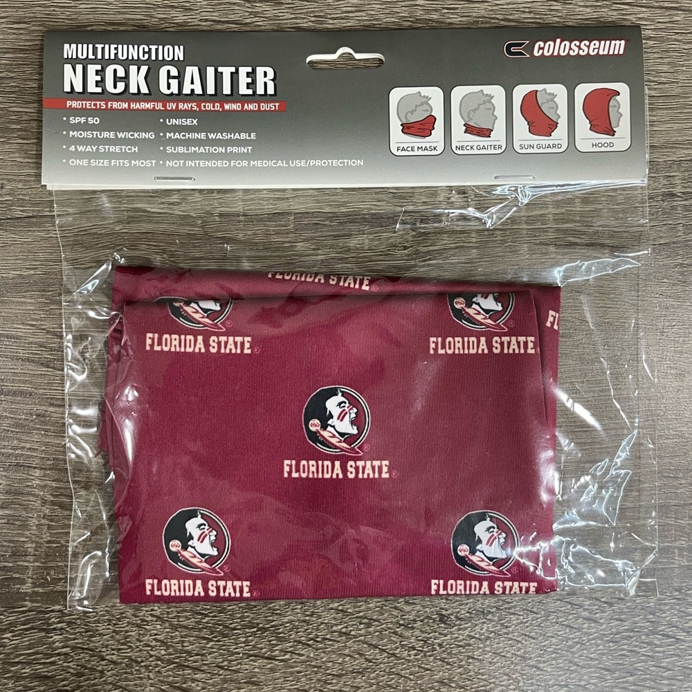 Florida State Seminoles Adult Multi-Functional SPF 50 Repeat Logo Neck Gaiter